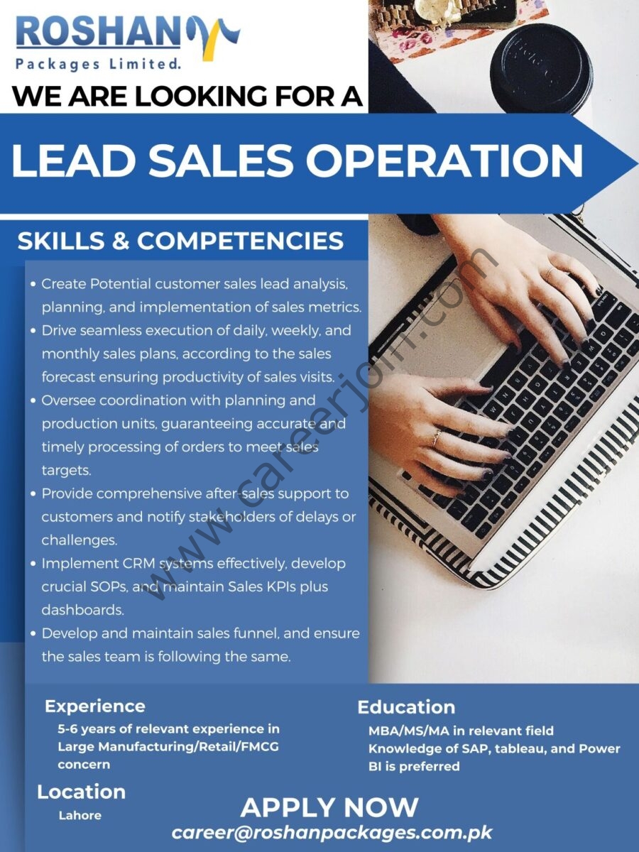 Roshan Packages Limited Jobs Lead Sales Operation 1