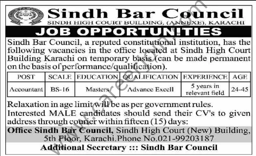 Sindh Bar Council Jobs 05 November 2023 Dawn 1