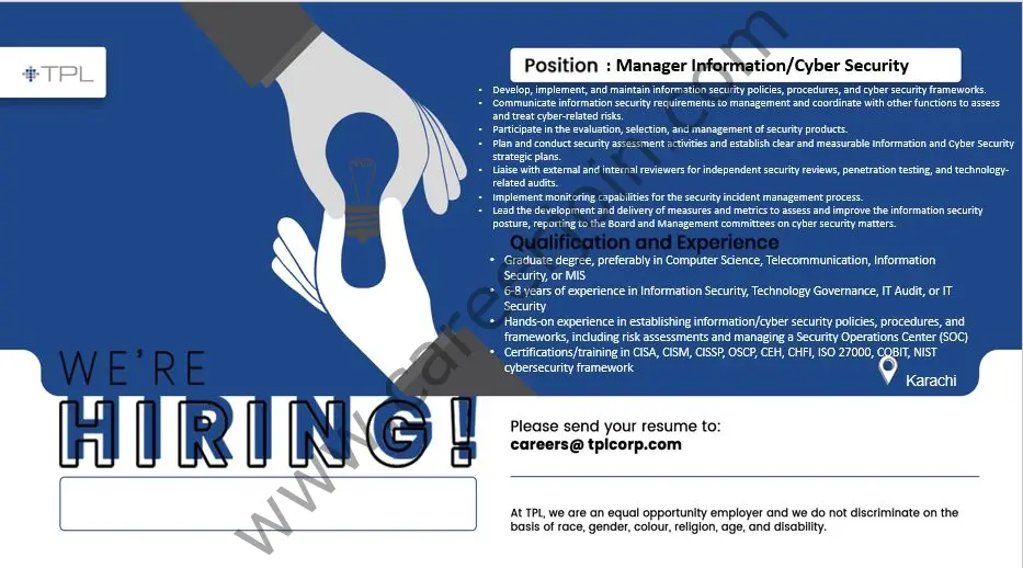 TPL Corporation Limited Jobs Manager Information / Cyber Security 1