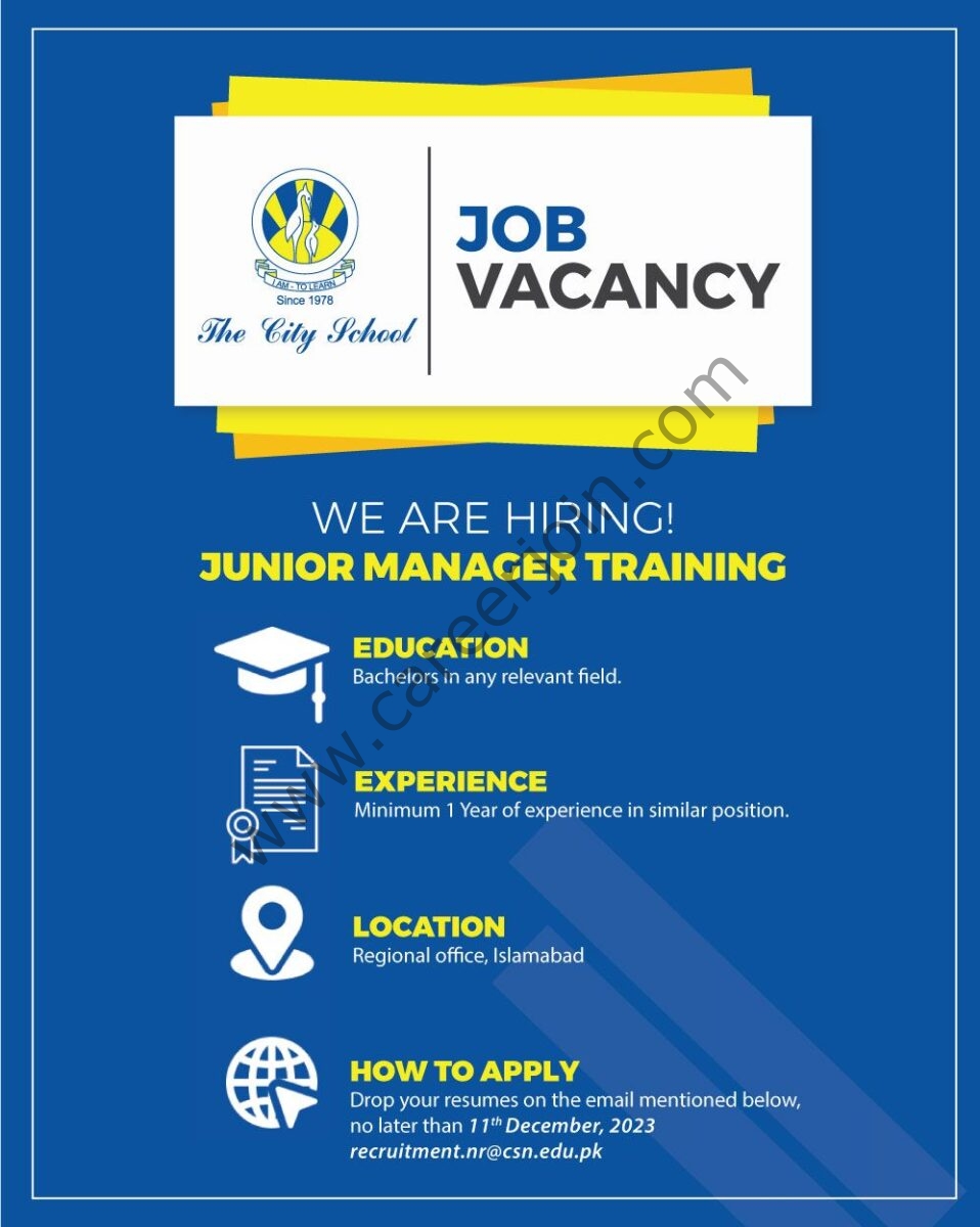The City School Jobs Junior Manager Training 1