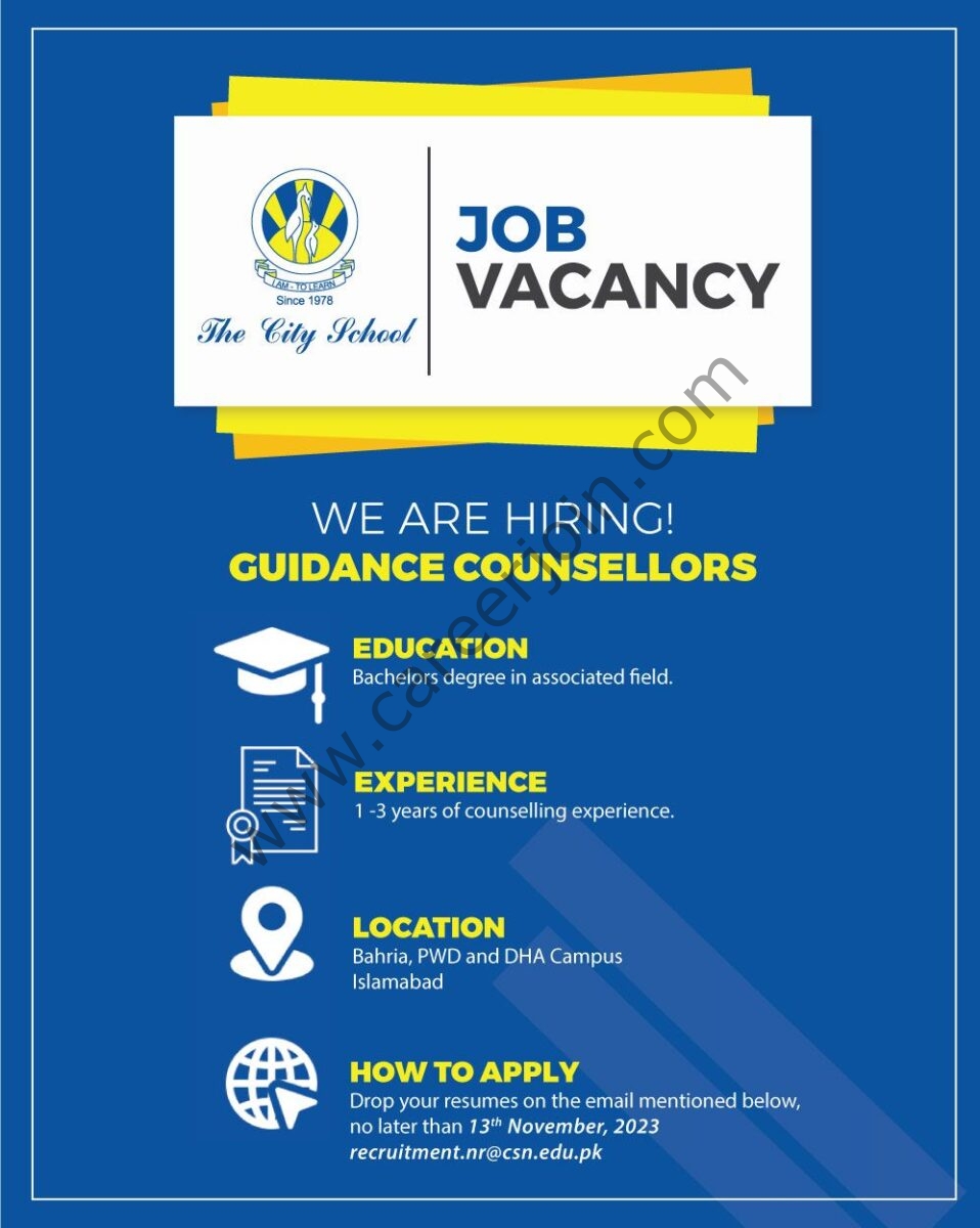 The City School Jobs Guidance Counsellors  1