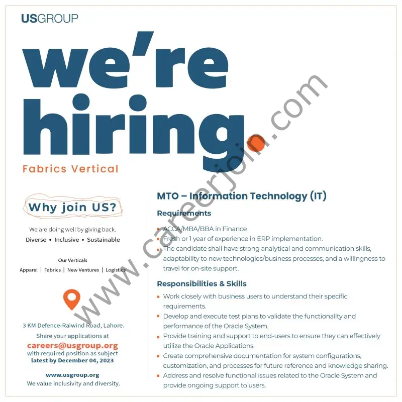 US Group Jobs MTO Information Technology (IT) 1