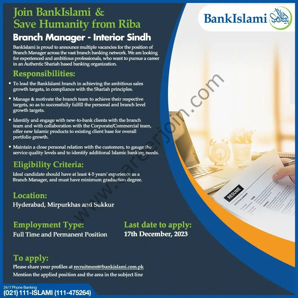 Bank Islami Pakistan Limited Jobs Branch Manager 1