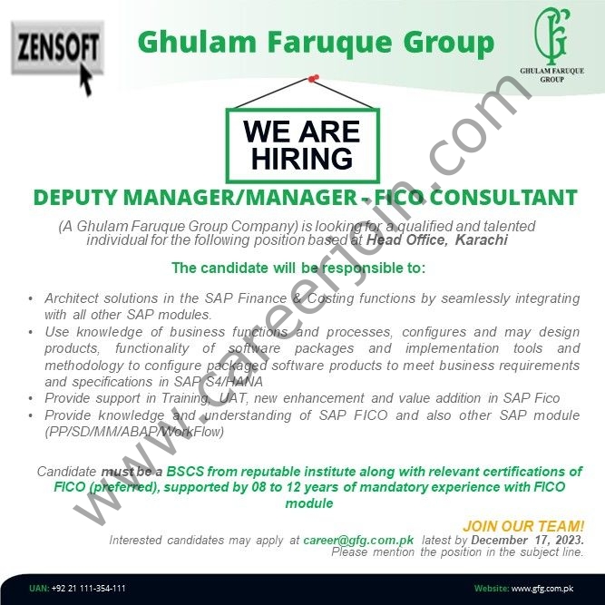Ghulam Faruque Group Jobs Deputy Manager / Manager FICO Consultant 1