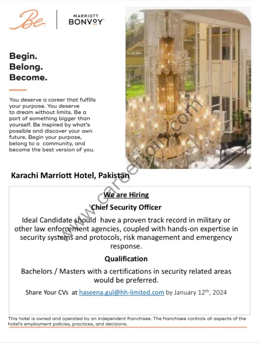 Karachi Marriot Hotel Jobs January 2024 2