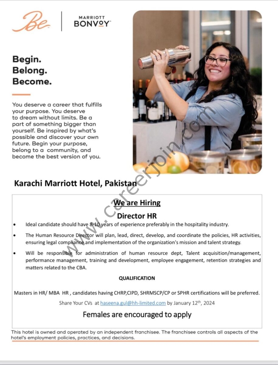 Karachi Marriot Hotel Jobs January 2024 1
