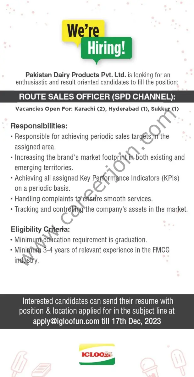 Pakistan Dairy Products Pvt Ltd Jobs Route Sales Officer 1