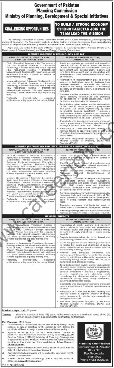 Planning Commission Pakistan Jobs 03 December 2023 Dawn 01 1