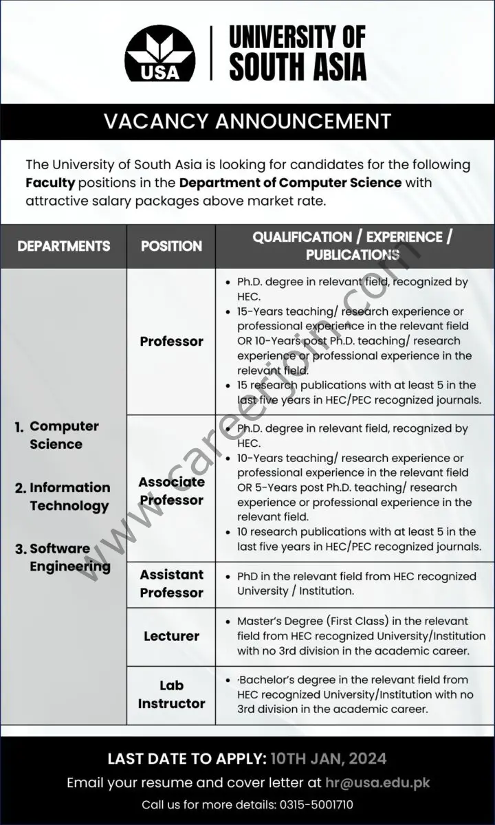 University of South Asia USA Jobs Faculty Positions 1
