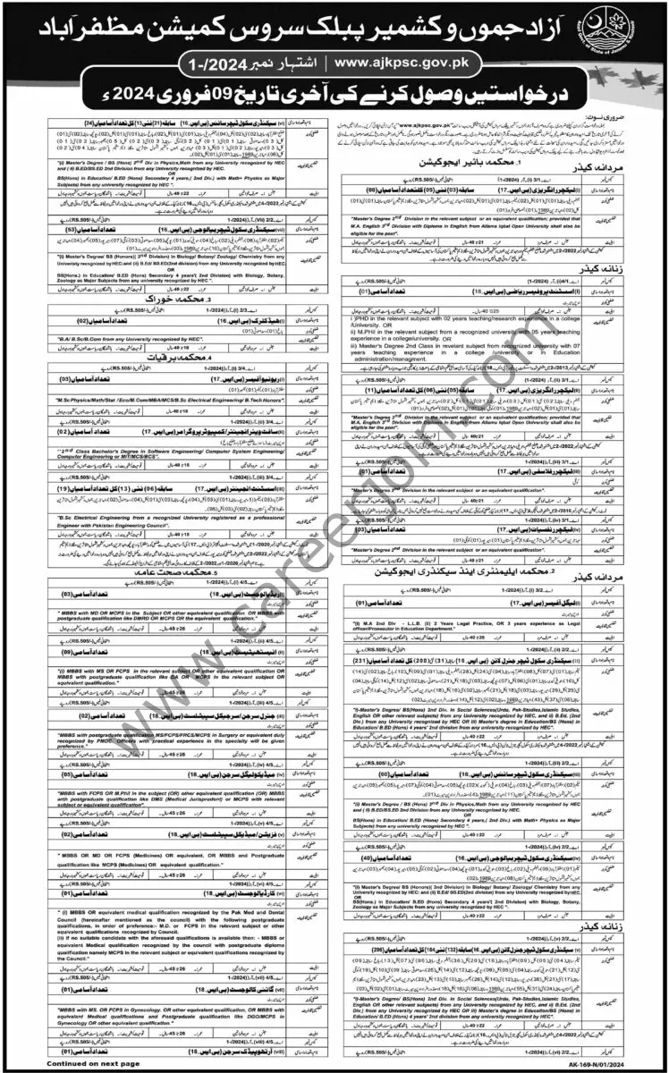 Azad Jammu & Kashmir Public Service Commission AJK PSC Jobs 14 January 2024 Dawn 2