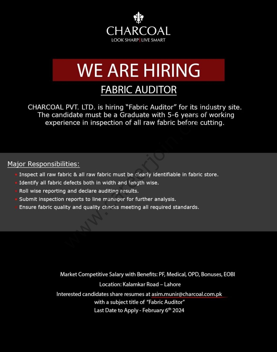 Charcoal Pvt Ltd Jobs Fabric Auditor 1