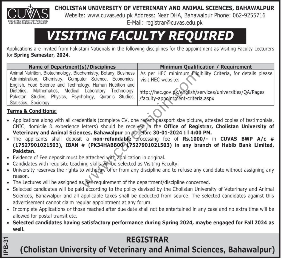 Cholistan University of Veternary & Animal Sciences Jobs 14 January 2024 Express Tribune 123