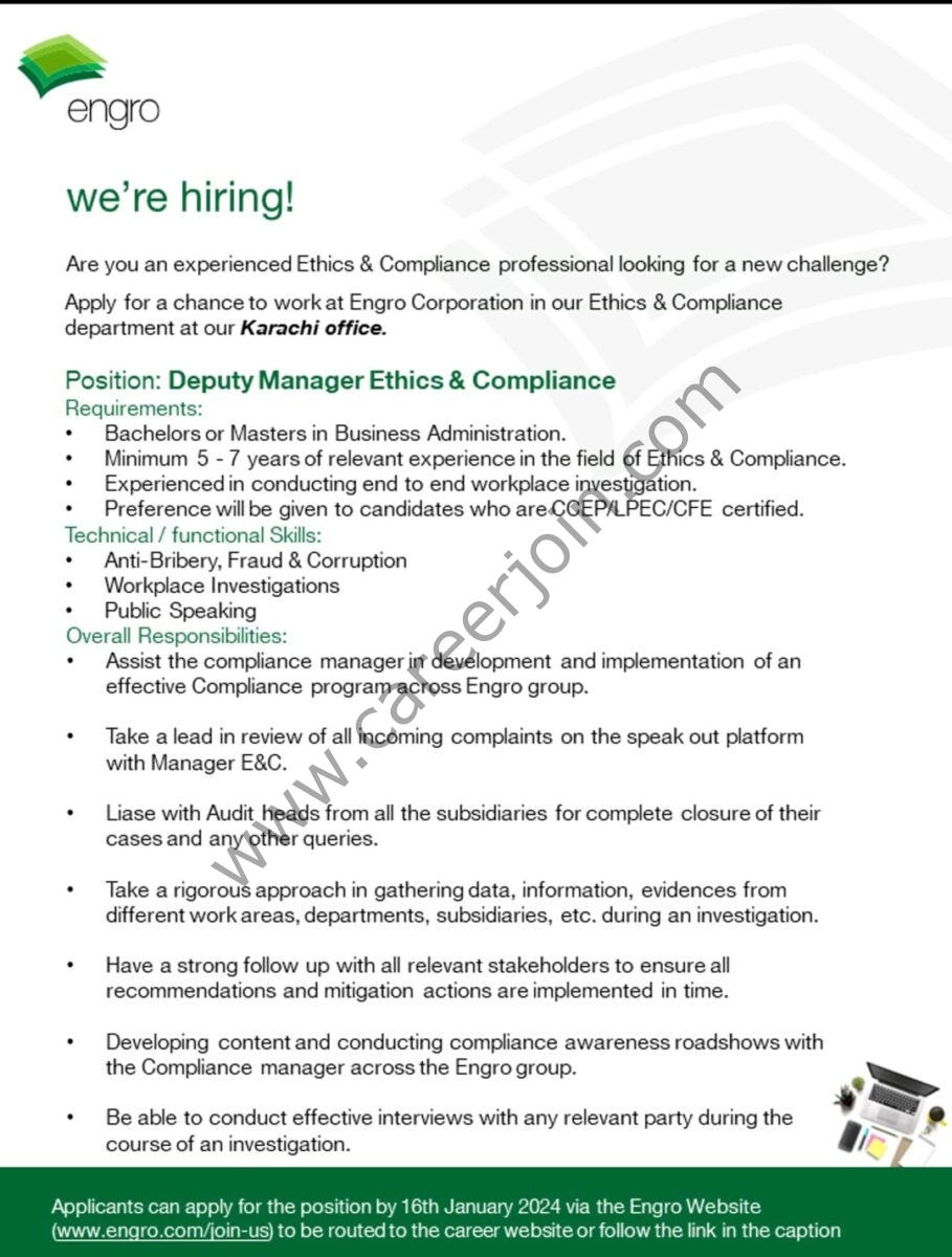 Engro Corporation Limited Jobs January 2024 2
