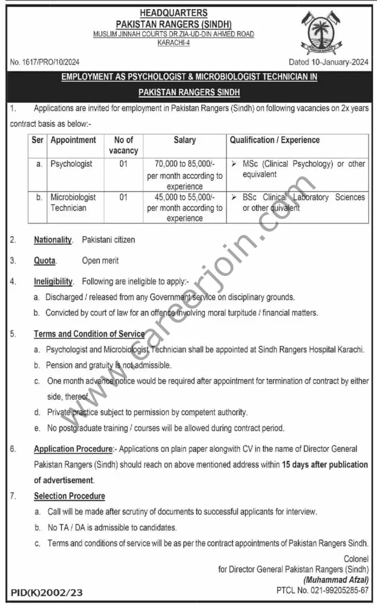 Pakistan Rangers Sindh Jobs 14 January 2024 Dawn 1