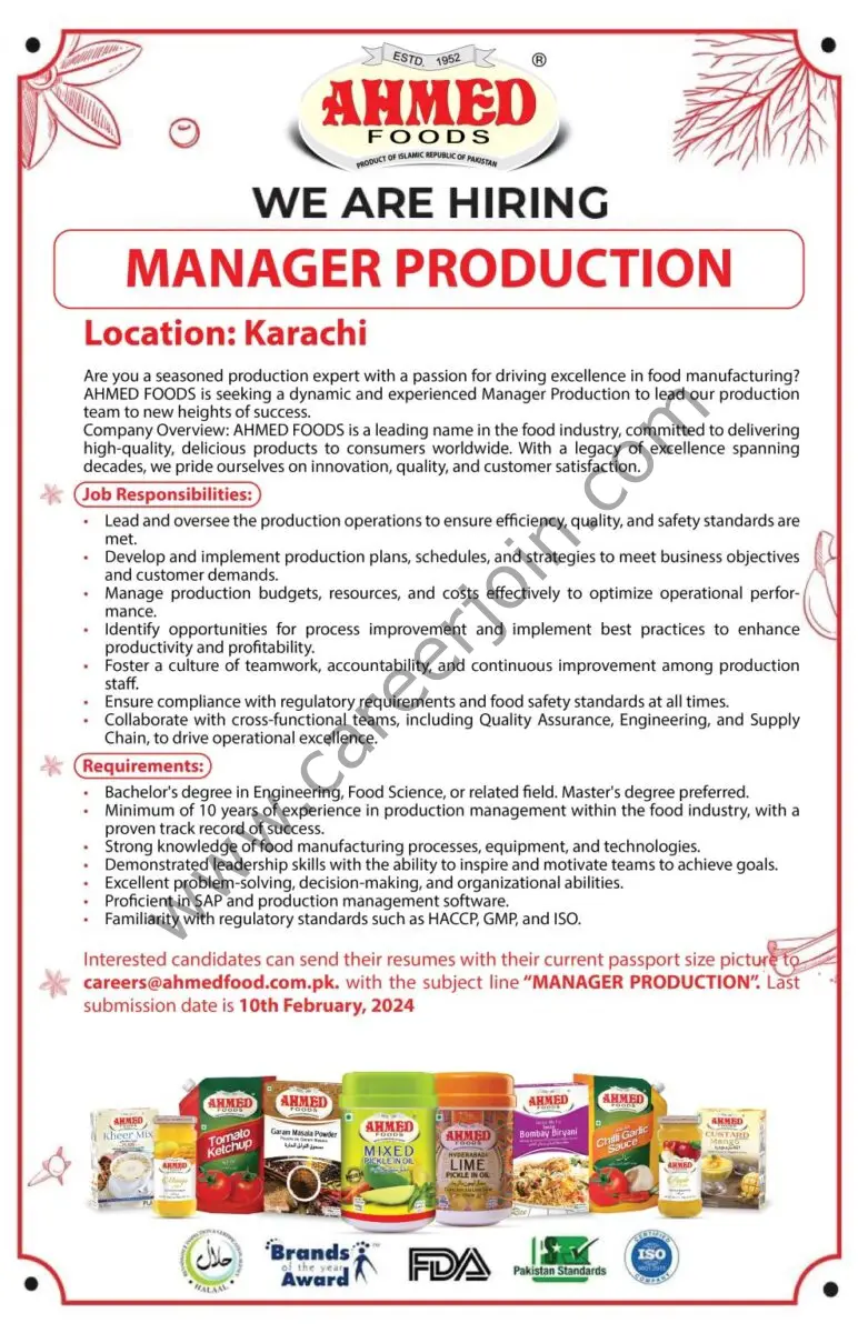 Ahmed Foods Pvt Ltd Jobs February 2024 2