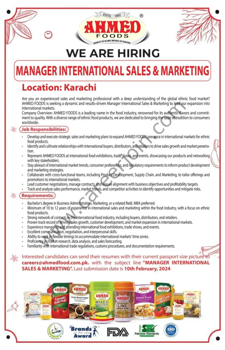 Ahmed Foods Pvt Ltd Jobs February 2024 1