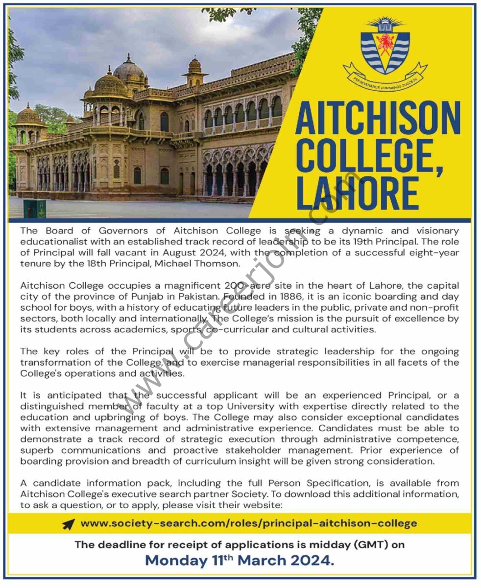 Aitchison College Lahore Jobs 04 February 2024 Dawn 1