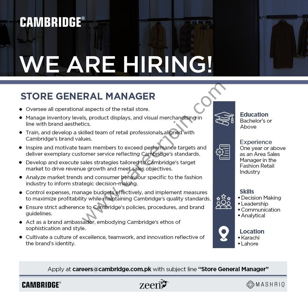 Cambridge Garments Pvt Ltd Jobs February 2024 1