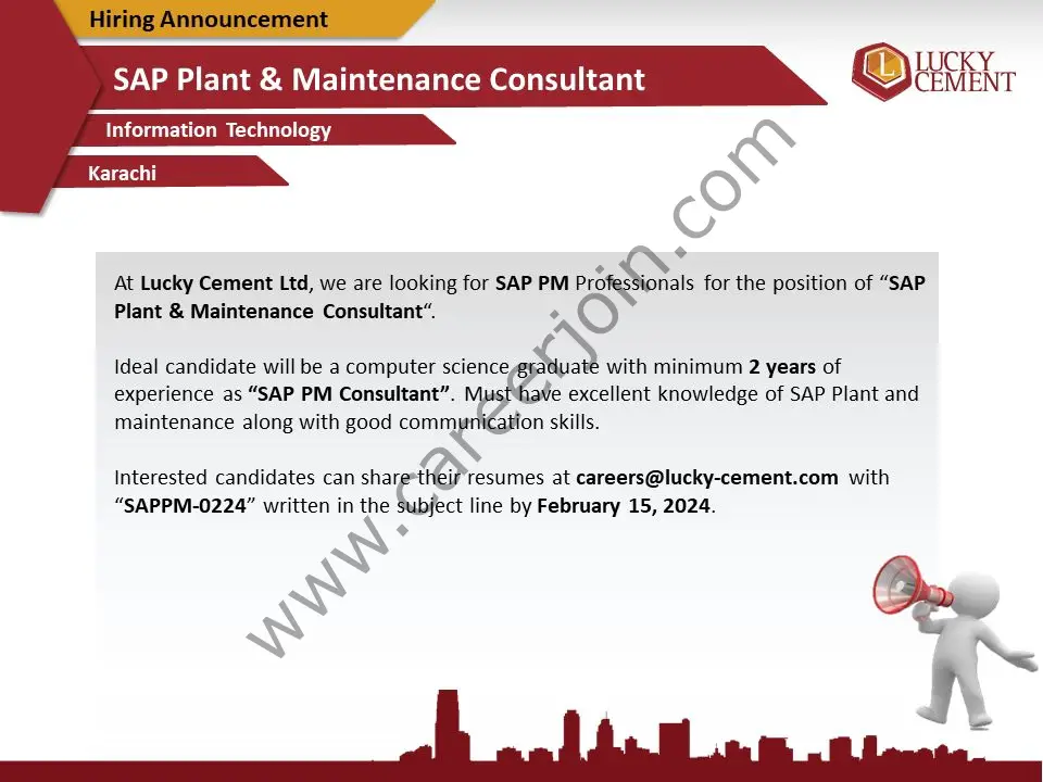 Lucky Cement Ltd Jobs SAP Plant & Maintenance Consultant 1