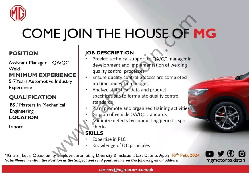 MG Motors Pakistan Jobs February 2024 1