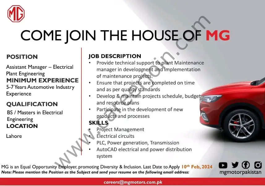 MG Motors Pakistan Jobs February 2024 3