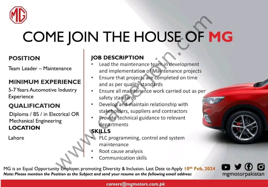 MG Motors Pakistan Jobs February 2024 2