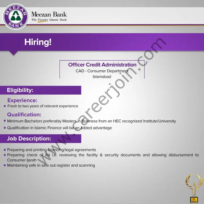 Meezan Bank Limited Jobs Officer Credit Administration 1