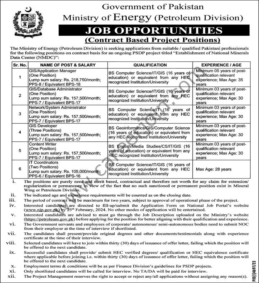 Minstry of Energy Petroleum Division Jobs 04 February 2024 Express 1