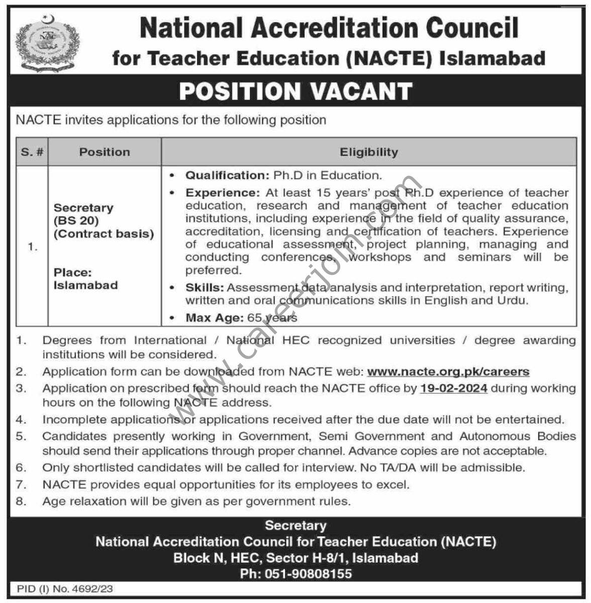 National Accreditation Council for Teacher Education NACTE Jobs 04 February 2024 Dawn 1
