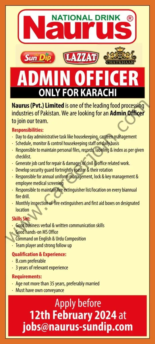 Naurus Pvt Ltd Jobs Admin Officer 1