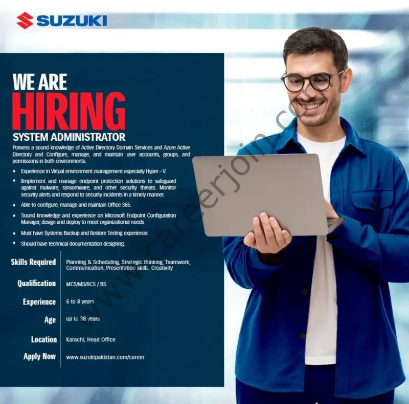 Pak Suzuki Motor Company Ltd Jobs System Administrator 1