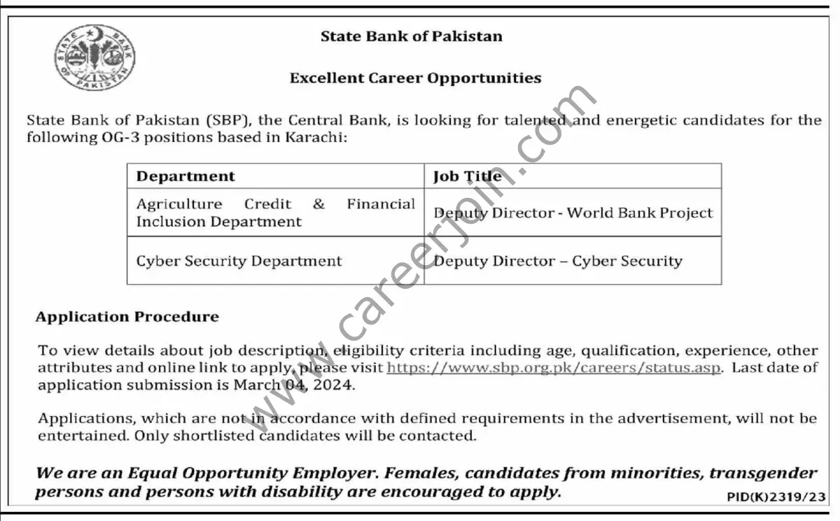 State Bank of Pakistan SBP Jobs February 2024 1