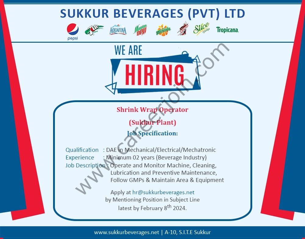 Sukkur Beverages Pvt Ltd Jobs February 2024 3