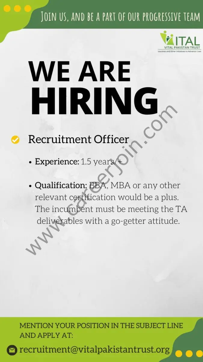 Vital Pakistan Trust Jobs Recruitment Officer 1