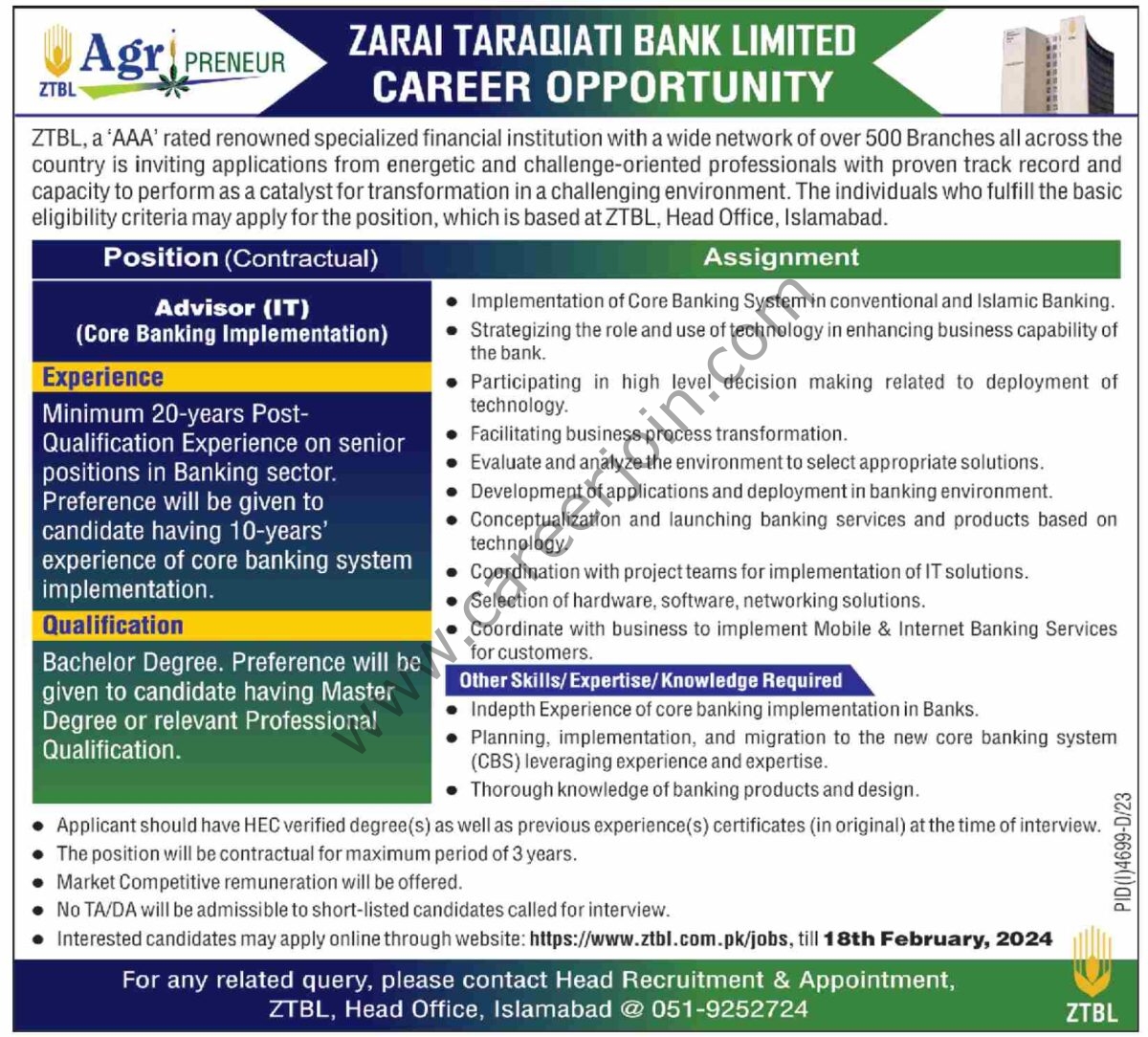 Zarai Taraqiati Bank Ltd ZTBL Jobs 04 February 2024 Dawn 1