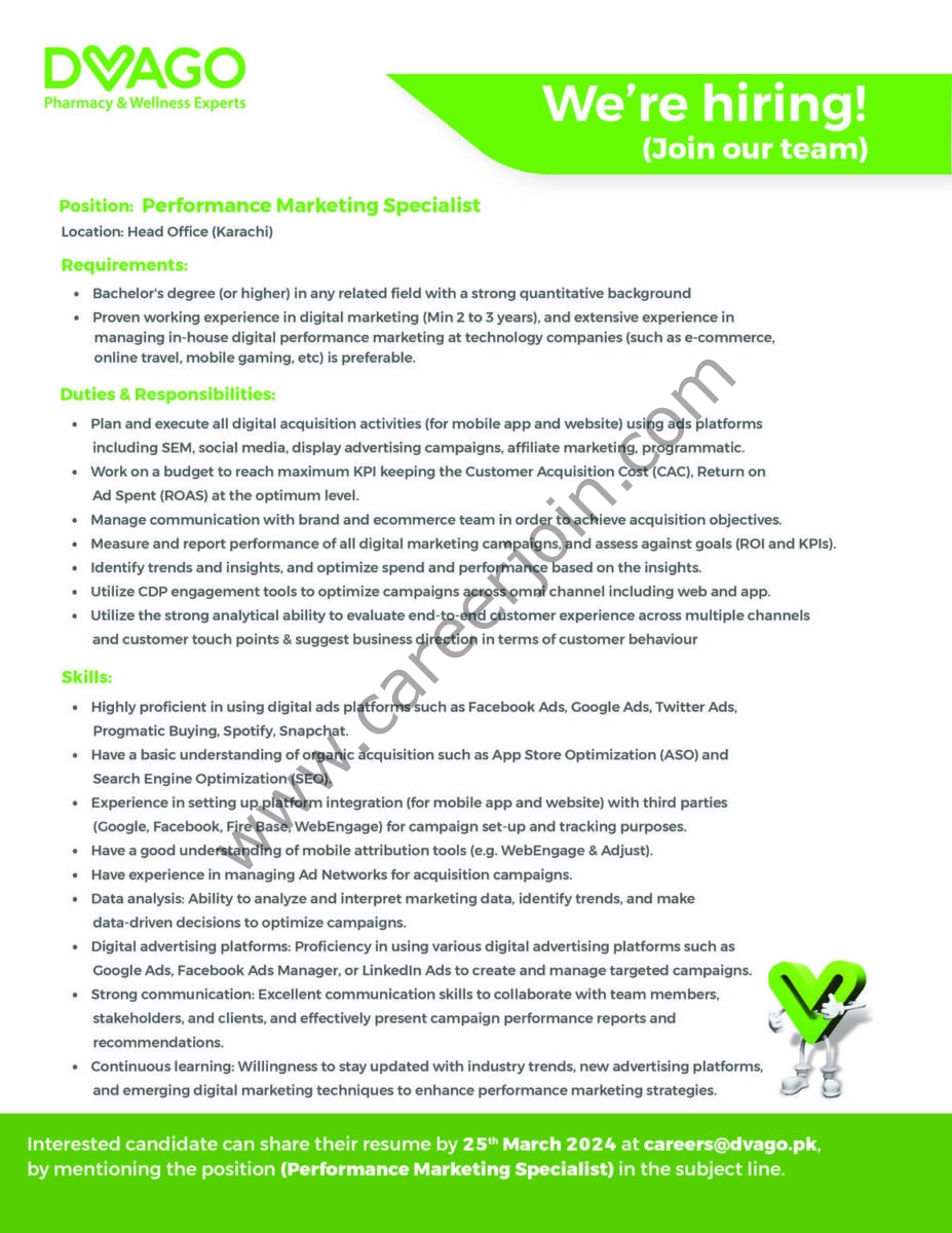 DVAGO Pharmacy & Wellness Experts Jobs Performance Marketing Specialist 1