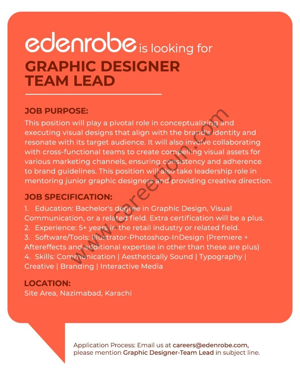 Edenrobe Jobs Graphic Designer Team Lead 1