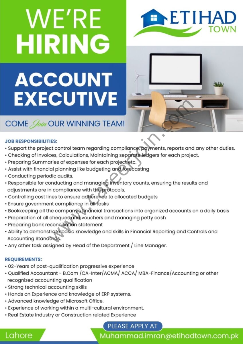 Etihad Town Jobs Accounts Executive 1