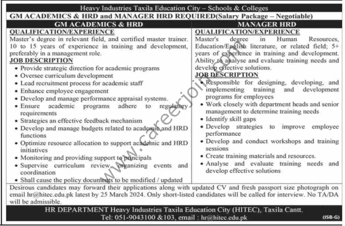 Heavy Industries Taxila Education City Jobs 17 March 2024 Dawn 1