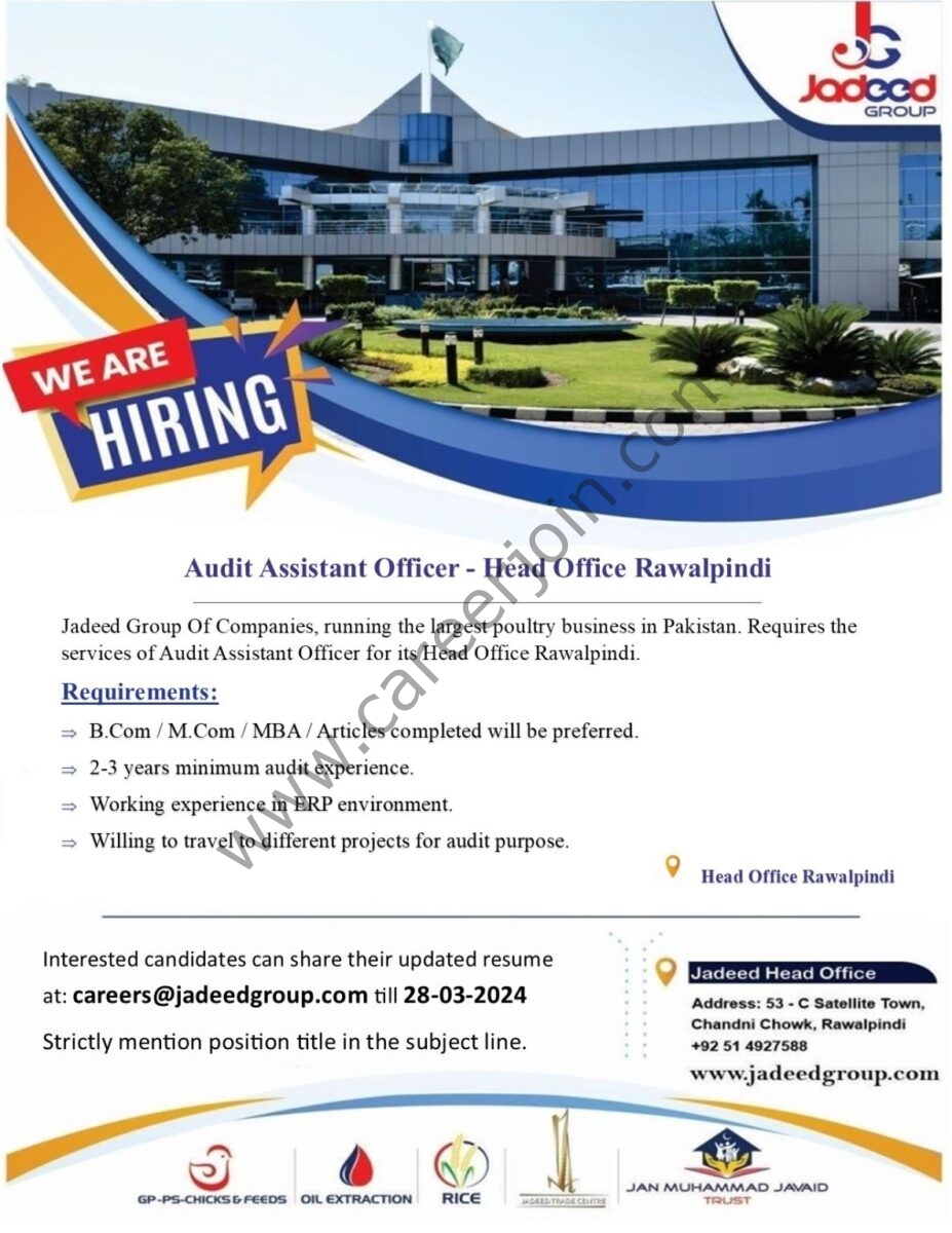Jadeed Group Of Companies Jobs Audit Assistant Officer 1