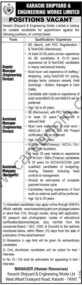 Karachi Shipyard & Engineering Works Ltd Jobs 26 March 2024 Express Tribune 1