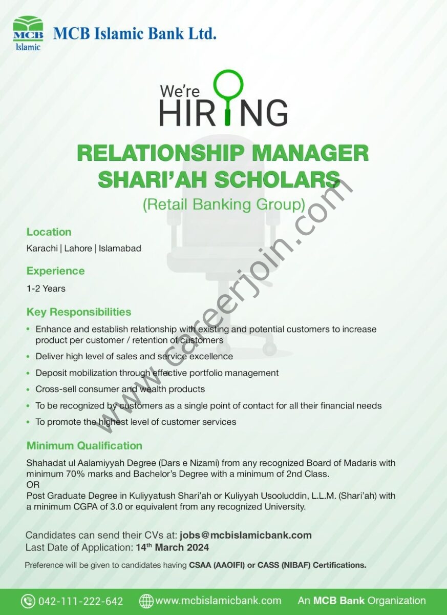 MCB Islamic Bank Jobs Relationship Manager 1