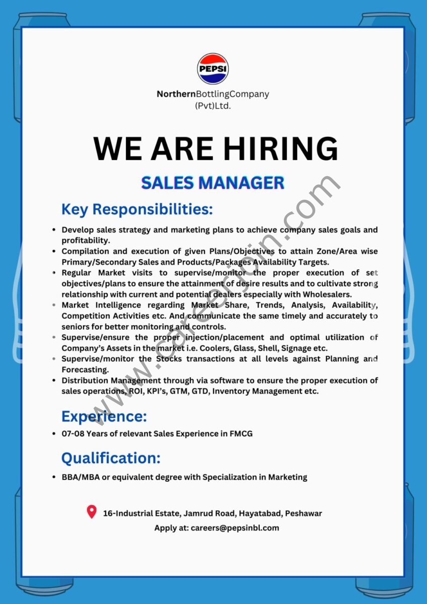 Northern Bottling Company Pvt Ltd Jobs Sales Manager 1