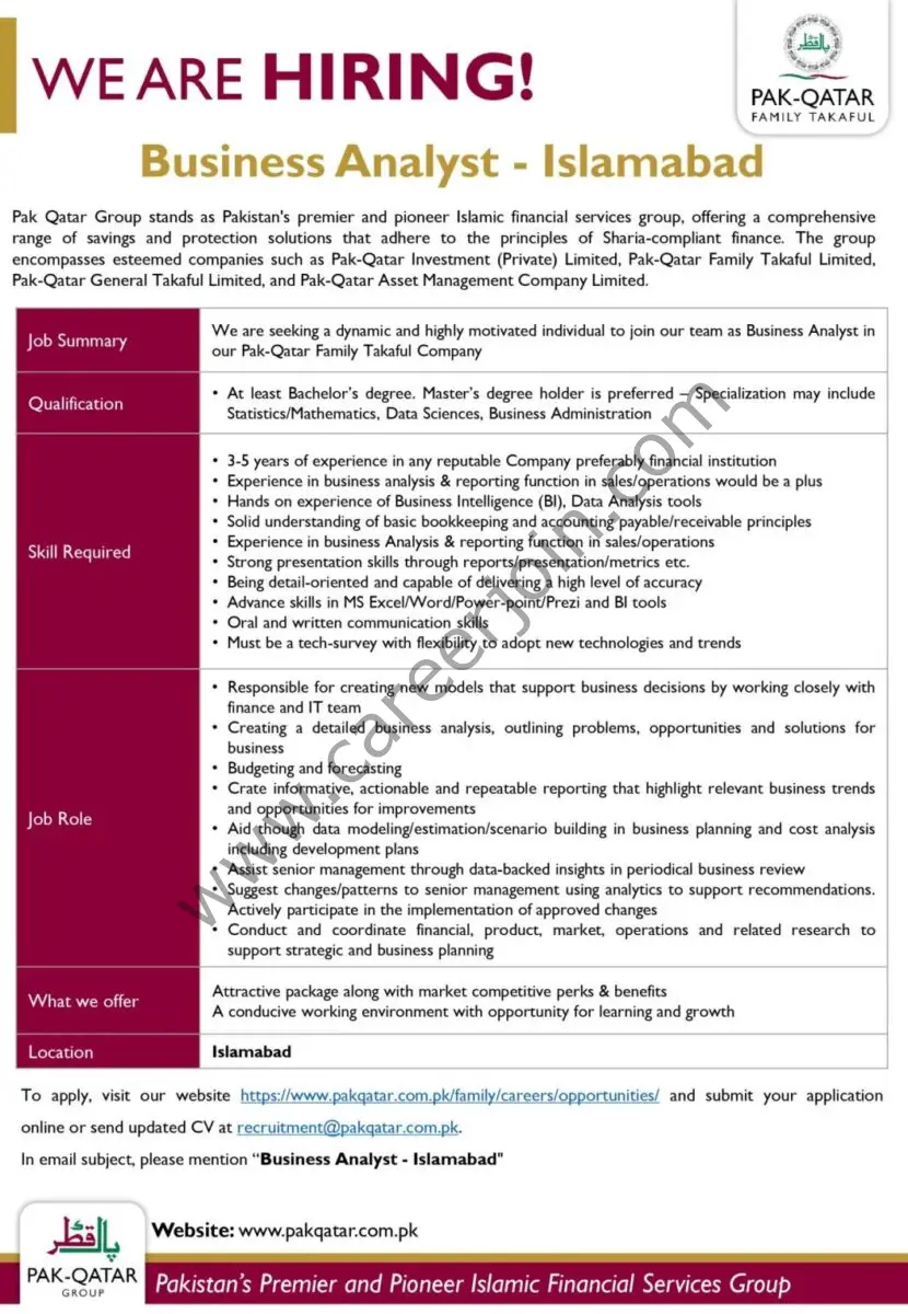Pak Qatar Group Jobs Business Analyst 1