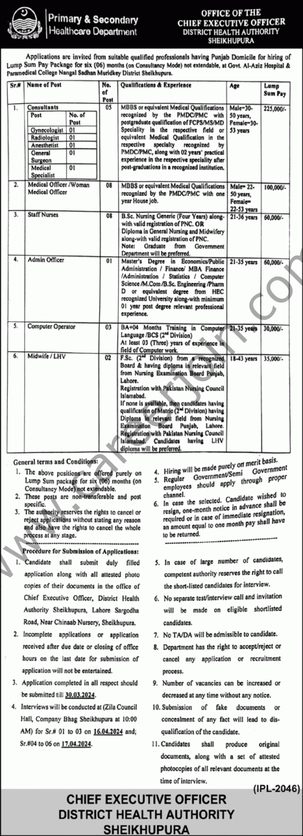 Primary & Secondary Healthcare Dept Jobs 14 March 2024 Nawaiwaqt 1