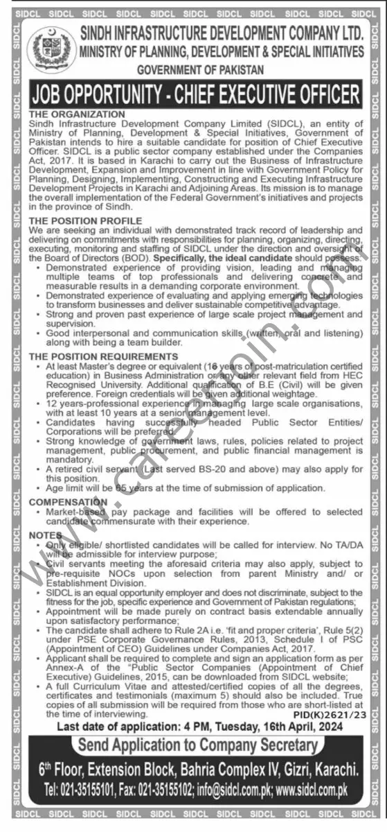 Sindh Infrastructure Development Co Ltd SIDCL Jobs 20 March 2024 Dawn 1