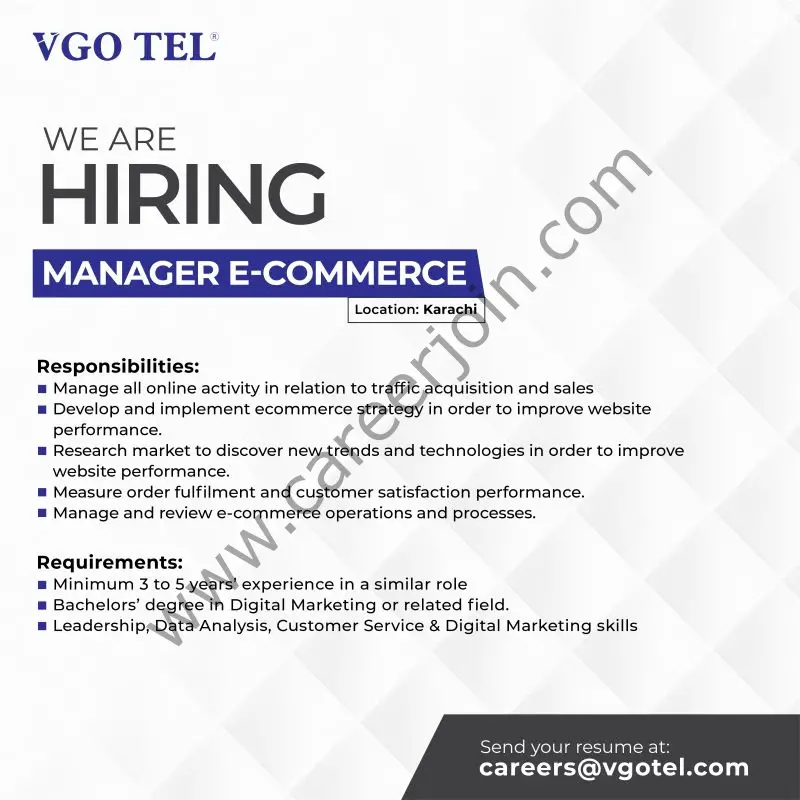 VGO TEL Jobs Manager E-Commerce  1