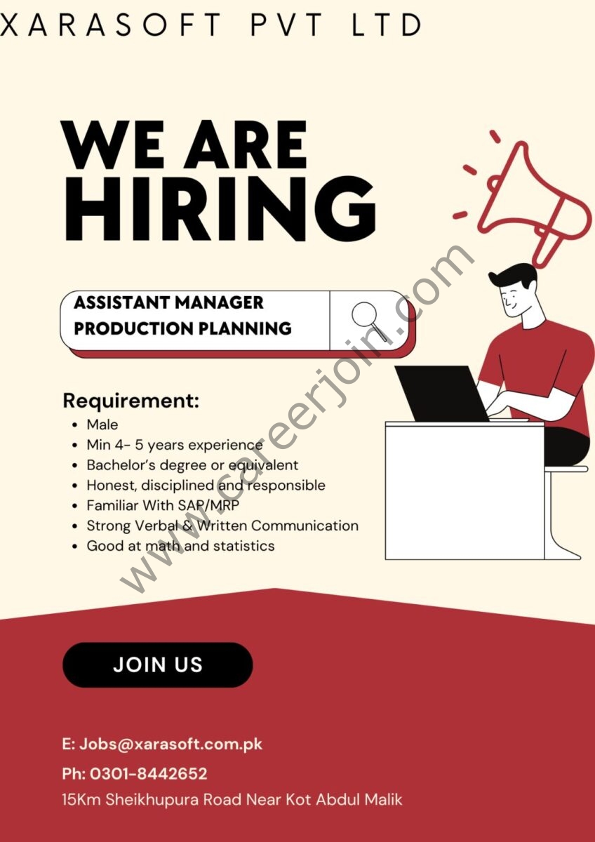 Xarasoft Pvt Ltd Jobs Assistant Manager Production Planning 1