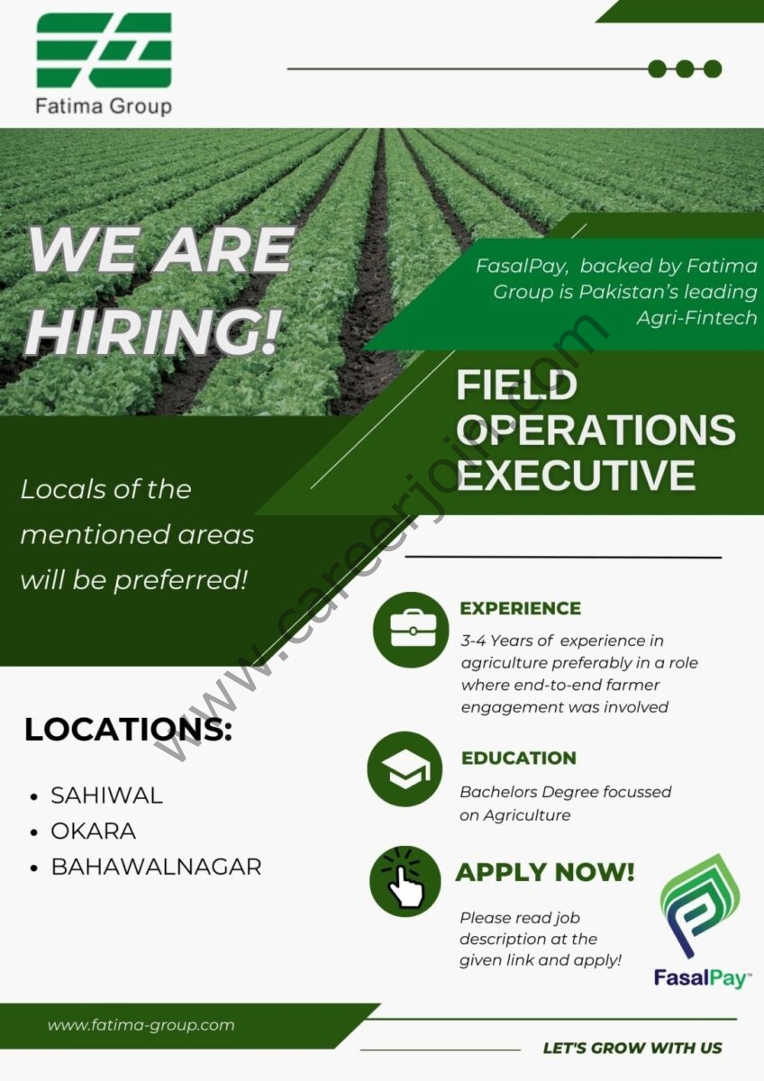 Fatima Group Jobs Field Operations Executive 1