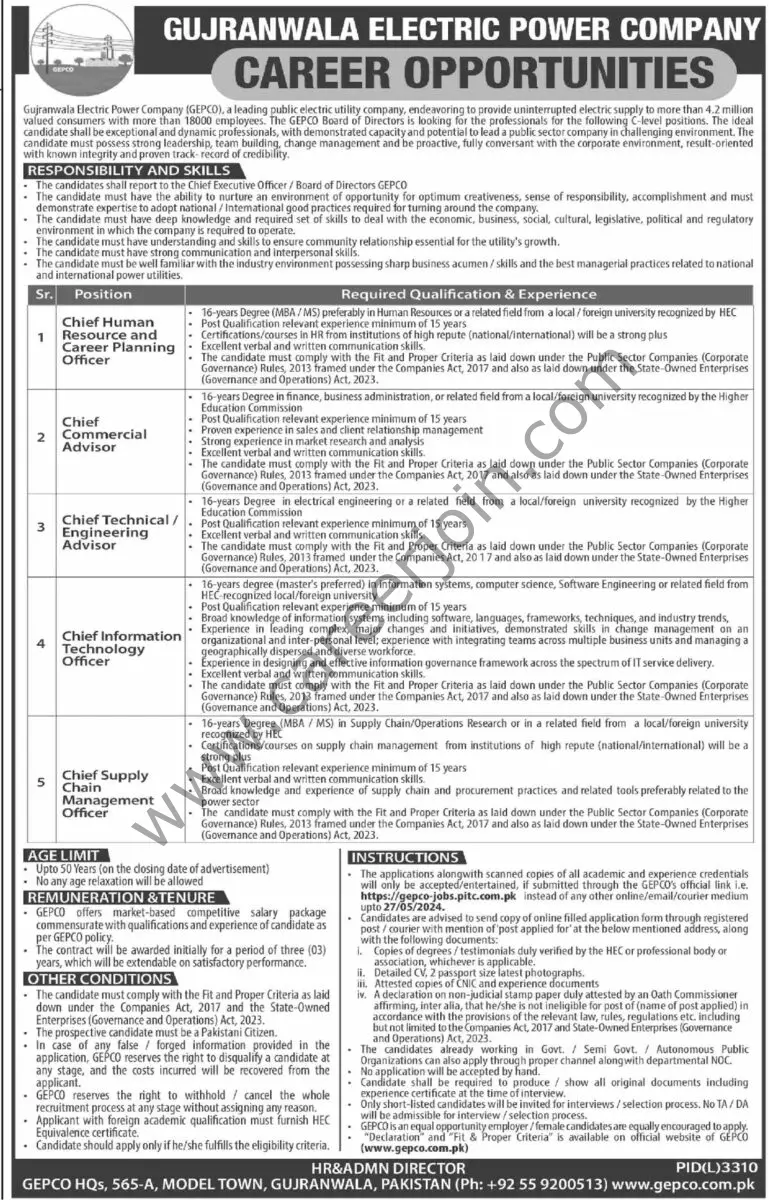 Gujranwala Electric Power Co GEPCO Jobs 25 April 2024 Dawn 1
